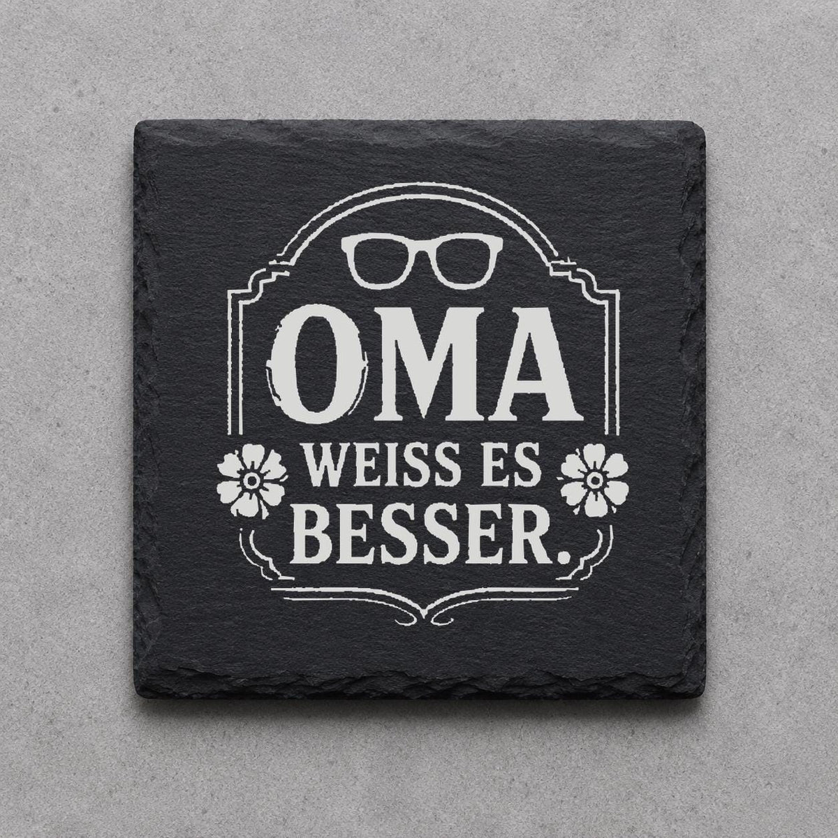 Schieferuntersetzer für Oma – graviertes Geschenk zum Geburtstag oder zu Weihnachten