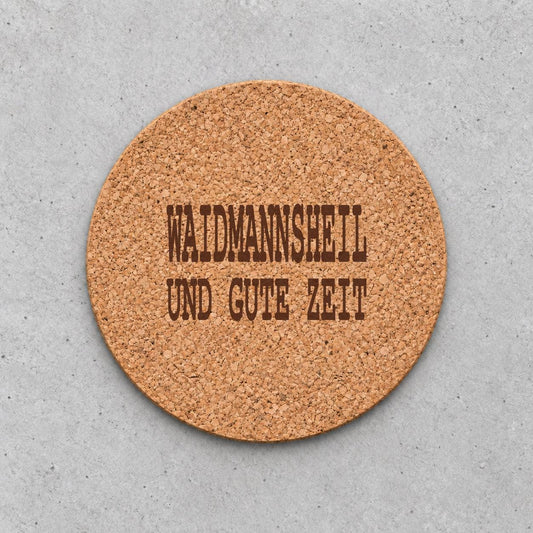 Korkuntersetzer „Waidmannsheil und gute Zeit“ – gravierter Spruch | Geschenk für Jäger